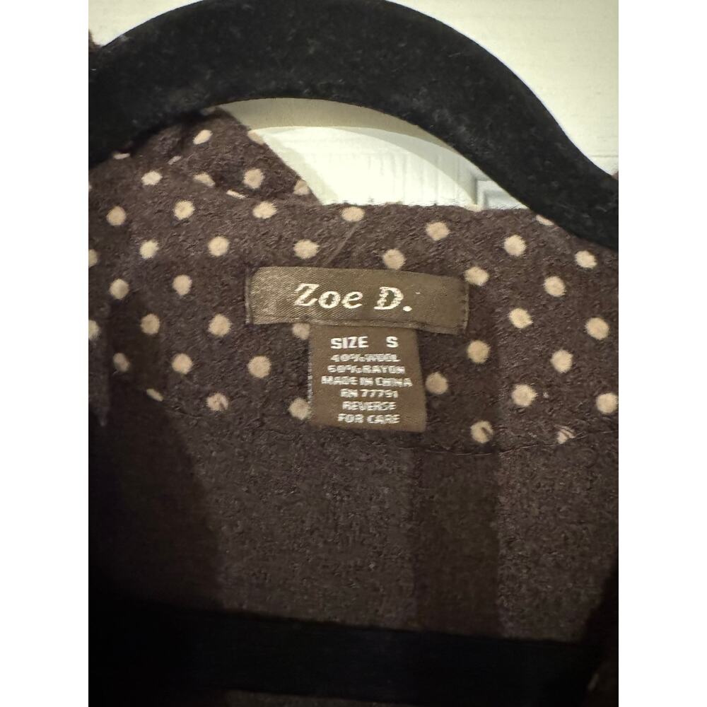 Zoe D. Polka Dot Wool Blend Full Zip Jacket Shawl Collar Size Small - Picture 2 of 4
